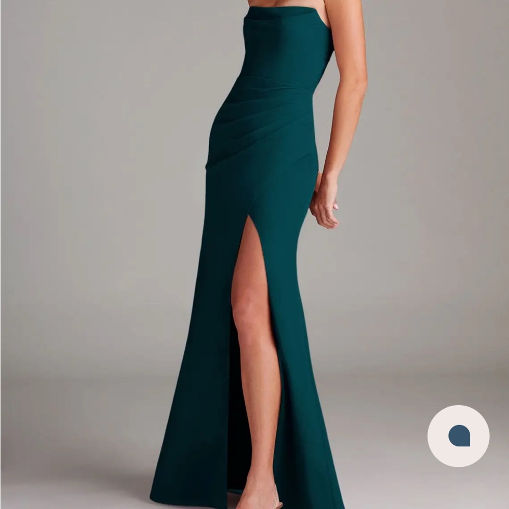 Azazie Strapless Teal Gown